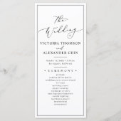 Minimalistische und schicke Hochzeitsprogramme Menükarte (Vorderseite)