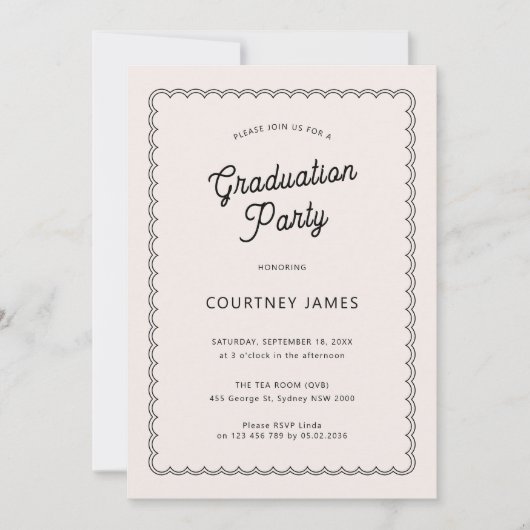 Minimalistische und schlichte Absolventin Einladung (Vorderseite)