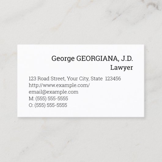 Minimalistische und Schlichte Anwaltskarte Visitenkarte (Vorderseite)