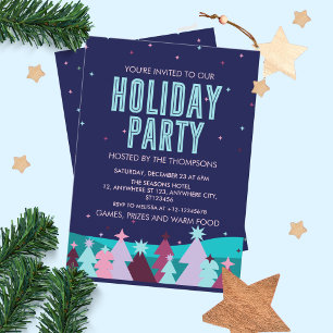 Minimalistische und stilvolle Winterpine Tree Holi Einladung