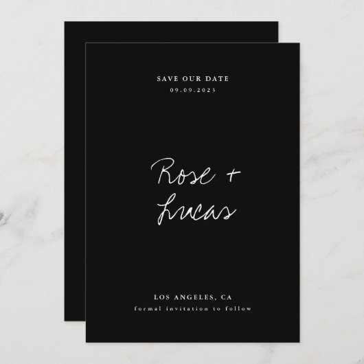 Minimalistische und trendy Hochzeit Speichern Sie Einladung (Vorne/Hinten)