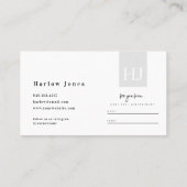 Minimalistische Unterschrift Schwarz-Weiß-Ernennun Visitenkarte (Rückseite)