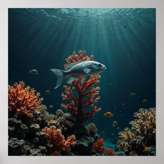 Minimalistische Unterwasserwelt Poster