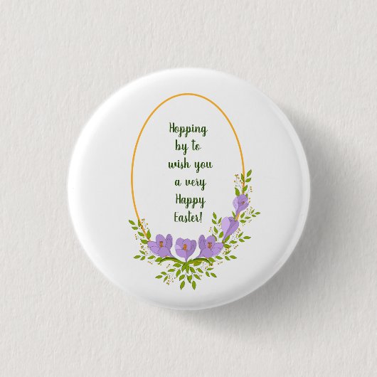 Minimalistische Urlaubskränke Crocus Blume Ostern Button (Vorderseite)