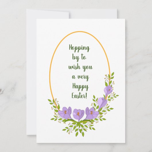 Minimalistische Urlaubskränke Crocus Blume Ostern Einladung (Vorderseite)