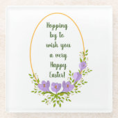 Minimalistische Urlaubskränke Crocus Blume Ostern Glasuntersetzer (Vorderseite)