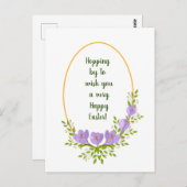 Minimalistische Urlaubskränke Crocus Blume Ostern Postkarte (Vorne/Hinten)