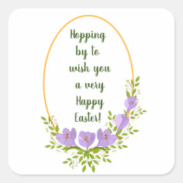 Minimalistische Urlaubskränke Crocus Blume Ostern Quadratischer Aufkleber