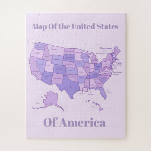 Minimalistische USA-Karte Rosa Lila Kunst Puzzle