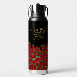 Minimalistische Valentins-Gold-Kalligrafie-Rosen Trinkflasche
