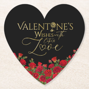 Minimalistische Valentins-Gold-Kalligrafie-Rosen Untersetzer