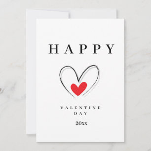 Minimalistische Valentintagskarte mit Hand Gezeich Feiertagskarte