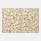 Minimalistische Vanilla & White Floral Geschirrtuch (Horizontal)