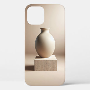 Minimalistische Vase auf Holzblock - Modernes Beig Case-Mate iPhone Hülle