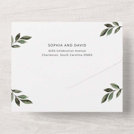 Minimalistische Vegetation | Einfache rustikale Ho All In One Einladung (Rückseite)