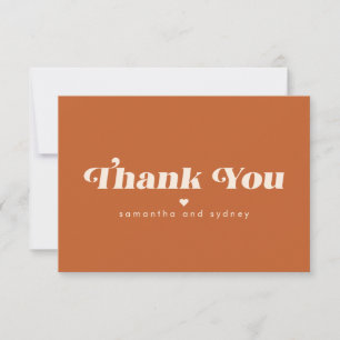 Minimalistische verbrannte orange Retro-Typografie Dankeskarte