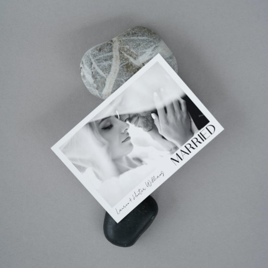 Minimalistische Verheiratete 2 Foto Script QR Code Ankündigung