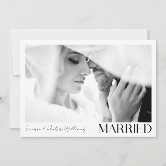 Minimalistische Verheiratete 3 Foto Script QR Code Ankündigung (Vorderseite)