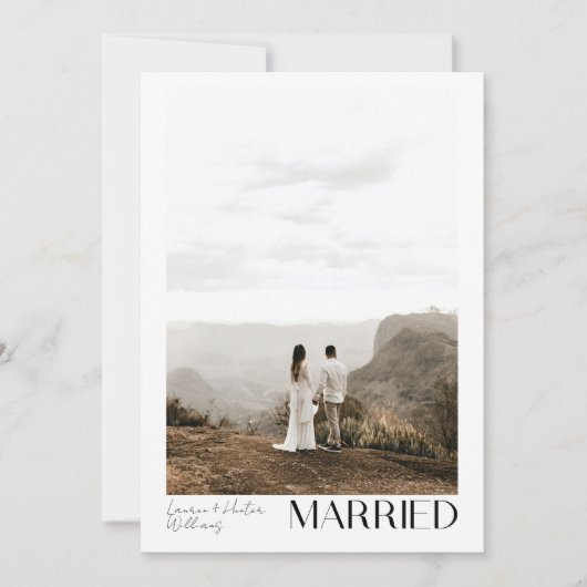 Minimalistische Verheiratete 3 Foto Script QR Code Ankündigung (Vorderseite)