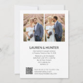 Minimalistische Verheiratete 3 Foto Script QR Code Ankündigung (Rückseite)