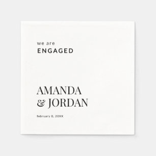 Minimalistische Verlobung Black & White Luxe Serviette