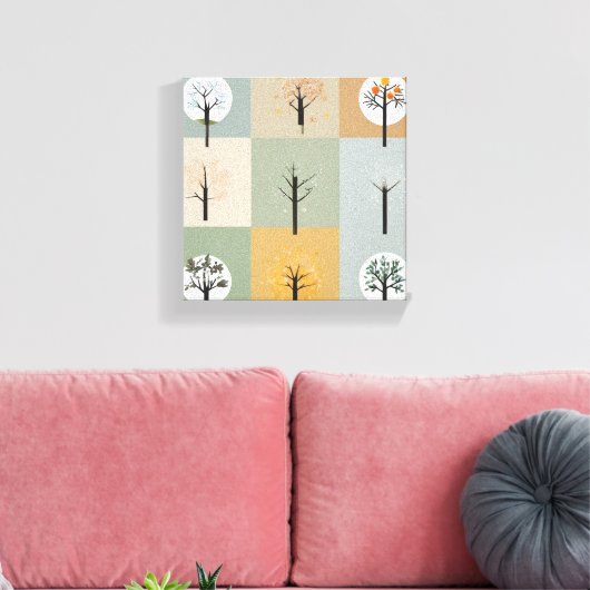 Minimalistische Vertretung der vier Jahreszeiten Leinwanddruck (Insitu (Wohnzimmer))