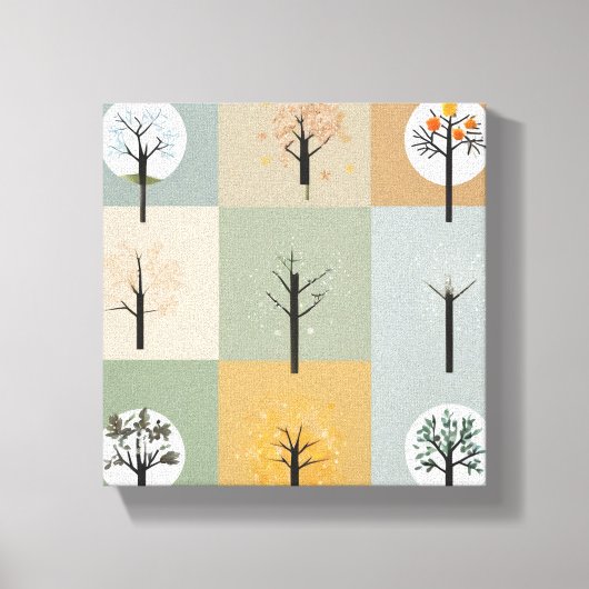 Minimalistische Vertretung der vier Jahreszeiten Leinwanddruck (Vorderseite)