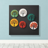 Minimalistische Vertretung der vier Jahreszeiten Leinwanddruck (Insitu (Holzboden))