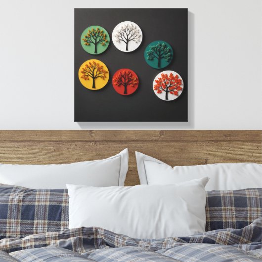 Minimalistische Vertretung der vier Jahreszeiten Leinwanddruck (Insitu (Schlafzimmer))