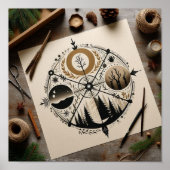 Minimalistische Vertretung der vier Jahreszeiten Poster (Vorne)