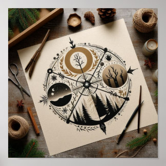 Minimalistische Vertretung der vier Jahreszeiten Poster