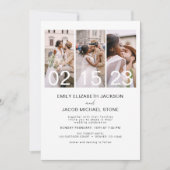 Minimalistische Vier-Foto Collage White Wedding Einladung (Vorderseite)