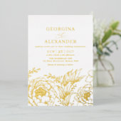 Minimalistische Vintage Botanicals-Hochzeit Folieneinladung (Stehend vorne)