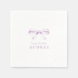 Minimalistische Vintage Bow Lila Geburtstagspartei Serviette