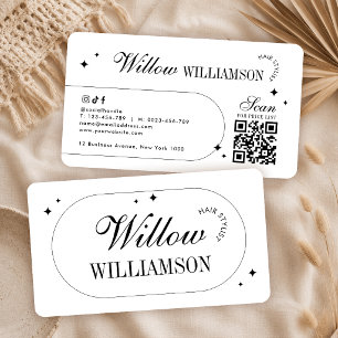 Minimalistische Vintage-Kalligrafie Moderne QR-Cod Visitenkarte