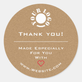 Minimalistische Vintage Kraft Red Heart Dankeschön Runder Aufkleber