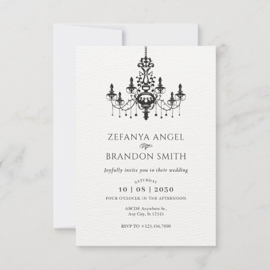 Minimalistische, Vintage Luxuskronleuchter Einladung (Vorderseite)