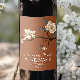 Minimalistische Vintage Magnolia Weinetikett