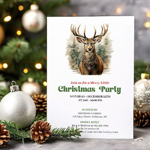 Minimalistische vintage Weihnachts-Hirsch-Party-Ei Einladung