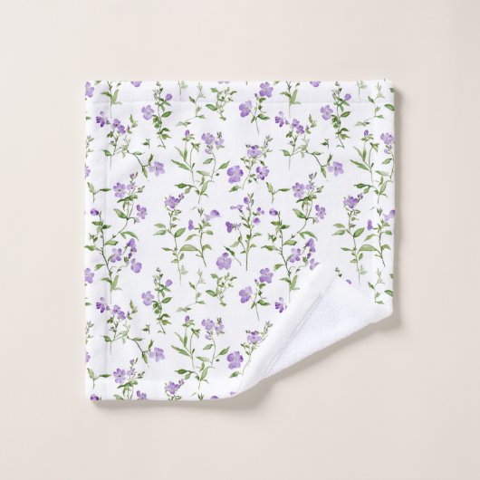 Minimalistische violette Blumen Badhandtuch Set (Waschlappen)