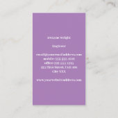 Minimalistische violette lila und weiße Farbe Visitenkarte (Rückseite)