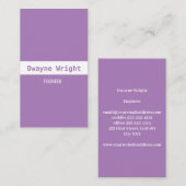 Minimalistische violette lila und weiße Farbe Visitenkarte (Vorne/Hinten)