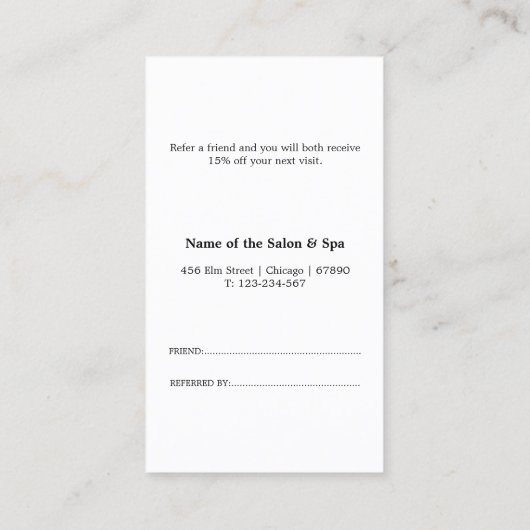 Minimalistische Visitenkarte Empfehlungskarte (Rückseite)