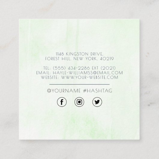 Minimalistische Visitenkarte für den Wasserfarbpla (Rückseite)