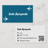 Minimalistische Visitenkarte für Reisen - Blau (Vorne/Hinten)