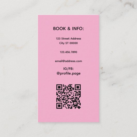 Minimalistische Visitenkarte für Schwarz/Rosa (Rückseite)