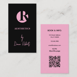 Minimalistische Visitenkarte für Schwarz/Rosa