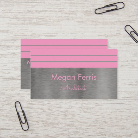 Minimalistische Visitenkarte für Silber und Rosa (Vorderseite/Rückseite Beispiel)