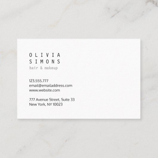 Minimalistische Visitenkarten Visitenkarte (Rückseite)