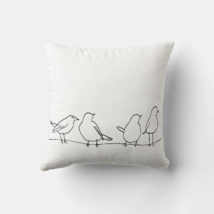 Minimalistische Vögel auf einer Drahtlinie Kunst a Kissen